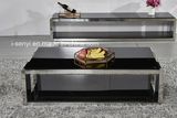 Living Room Furniture Black Tempered Glass Top Stainless Steel Coffee Table