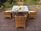 Size 28'' Rattan Table & Chair Set/Rattan Dining Set/Patio Wicker Dining Chair/Table