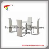 Round Tempered Glass Dining Set Table and Chair (DT035)