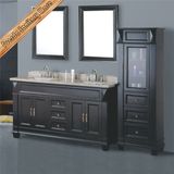 Classical Antique Black Double Sinks Bathroom Cabinet