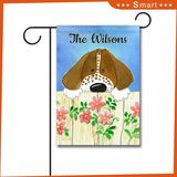 Cheap Custom Made Dog on The Fence Polyester Garden Decor Flag