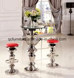 Modern Glass Top Bar Table Stainless Steel Frame Bt07#
