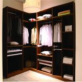 Cheap L Shaped Wood Wardrobe with Sliding Door and Opening Shelves