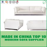 Home Casual Upholsted Loveseat White Genuine Leather Sofa Set