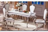 Modern Design Stainless Steel Dining Table Set with Glass