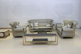 European Style Golden Stainless Steel Black Glass Top Coffee Table