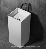White Acrylic Solid Surface Bathroom Standing Basin Hotel Basin
