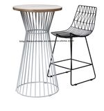 Morden Industrial Dining Metal Wire Wooden Top Bar Table