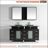 2016 Tempered Glass Double Above Mount Sink Bathroom Cabinet T9119