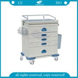 AG-At018 Medical Hospital Emergency Nursing Trolley Cart with Five Drawers