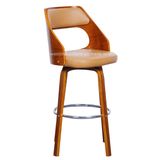 Walnut Veneered Bentwood Chrome Ring Barstool