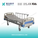 Two Cranks Manual Hospital Bed with Folding Aluminum Guardrails (Blue Color)