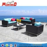 High Quality Indoor Rattan Sofa Set Wood Color Patio Rattan Sofa Set