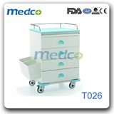 Hot Sale! Hospital Metal Treatment Patient Medicine Trolley with ABS Top Surface