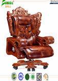 Swivel Leather Executive Office Chair with Solid Wood Foot (FY1302)