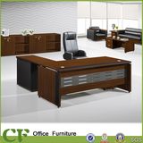Dark Office Desk with Metal Modestry Panel
