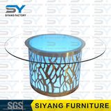 Stainless Steel Furniture Round Outdoor Table Glass Dining Table