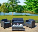 Outdoor Patio Furniture Set, 4 Piece Rattan Wicker Sofa Cushioned with Coffee Table