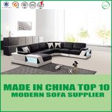 Newest Living Room Divany Leather Sofa with LED Lights