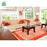 Sectional Sofa and Coffee Table Wooden Lobby Furniture for Hotel Living Room