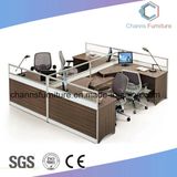 Classical Commercial Office Table Partition with Glass for 4 Persons