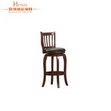 Modern Hotel Solid Rubber Wood High Swing Bar Chair / Stool