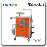 Medical Aluminium& ABS Emergency Hospital Trolley with I. V. Drip Hook for Patient Treatment