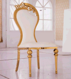 Luxury Ornamental Engraving Golden Stainless Steel Hotel Dining Banquet Chair for Event Weddings