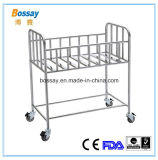 Safety Stainless Steel Baby Bed with 4 Castors