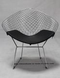 Dining Metal Kd Seat Black PU Cushion Wire Diamond Chair