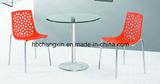 Round Glass Table with Plastic Chair
