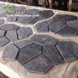 St-018 Black Slate Crazy Shape Meshed Paving Stone for Landscaping