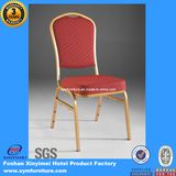 Gold Frame and Red Fabric Restaurant Banquet Aluminum Chair