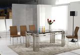 Hot Sale White High Gloss Cheap Dining Room Set, Tempered Glass Dining Table and Chair