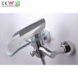 Glass Spout Waterfall Wall Mounted Bath Tap Faucet (QH0814W)