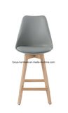 Good Quality Club Soft PU Cushion High Bar Stool with Wooden Legs