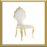 Royal Event Leaf Shape Wedding Dining Chair / Gold Stainless Steel Dining Chair