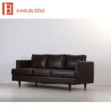 3 Seater Italian Genuine Brown Color Leather Wooden Sectional Sofa
