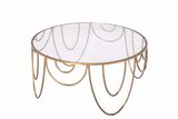 Round Tempered Glass Coffee Table with Painted Steel Frame