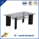 Metal with PU Leather Top Clear Glass Coffee Table