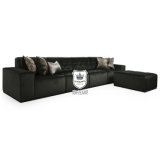 Black Velvet Modern Sofas Set Fabric with Bottoned Back&Seat