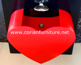 Red Modelling Corian Solid Surface Wall Hung Washing Basin