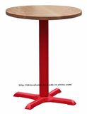 Replica Industrial Dining Restaurant Iron Steel Leg Red Wooden Table