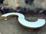 S Shape Wedding Event Stainless Steel Frame Gold Dining Table