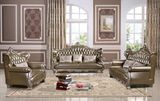 Luxury Classic Wooden Frame Genuine Leather Sofa