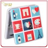 Custom Cmyk Printed Folding Square Leather Pocket Mirror