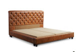 Classic Luxury King Size Leather Be, Princess Bed, Button Leather Headboard Bed Rb-06