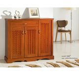 Antique Sliding Door Wood Shoe Storage Cabinet Walnut