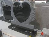 Black Granite Carving Monument with Double Swan Headstone