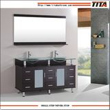 2016 Glass Modern Expresso Solid Wood Bathroom Vanity/Double Basin Bathroom Cabinet/Furniture Bathroom Furniture High Cabinet (T9097)